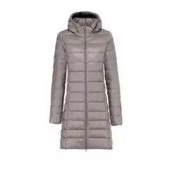 Casaco leve e comprido para baixo feminino, casaco puffer portátil, capuz remov - ScottWorld