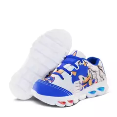tenis de led infantil masculino sonic com luzinha meninos mais mochila com relog