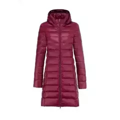 Casaco leve e comprido para baixo feminino, casaco puffer portátil, capuz remov - ScottWorld