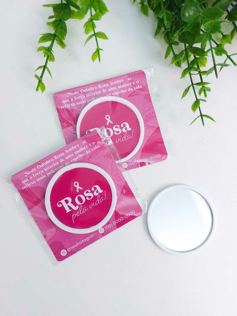 ESPELHO DE BOLSA COM CARTÃO | OUTUBRO ROSA