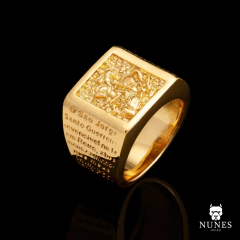 ANEL ORAÇÃO SÃO JORGE - 20g - BANHADO A OURO 18K