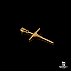 PINGENTE CRUZ AMARRADA MEDIA 3.5X2 ( 1.1G ) - BANHADO A OURO 18K - comprar online