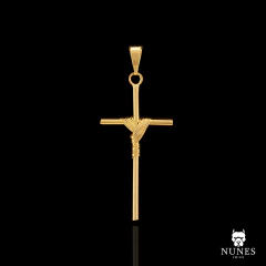 PINGENTE CRUZ AMARRADA MEDIA 3.5X2 ( 1.1G ) - BANHADO A OURO 18K