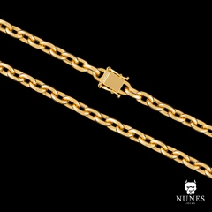 CORRENTE CADEADO FECHO TRAVA DUPLA (6mm) - 58G - 60cm ou 70cm - BANHADO A OURO 18K