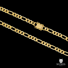 CORRENTE 3 POR 1 FECHO GAVETA DUPLO ( 6MM ) ( 25,6G ) - 60CM 70CM - BANHADO A OURO 18K