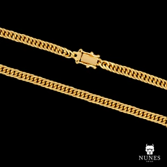 CORRENTE GRUMET DUPLA FECHO GAVETA DUPLO (4mm) - 21.6g 60cm ou 70cm - BANHADO A OURO 18K