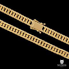 CORRENTE GRUMET FECHO TRAVA DUPLA (8MM) - 49G - 70CM - 60CM ( OCA ) - BANHADO A OURO 18K