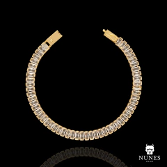 PULSEIRA CRAVEJADA PEDRA ZIRCÔNIA ( 6MM ) 19CM 20CM E 21CM ( 14.2G ) - BANHADA A OURO 18K