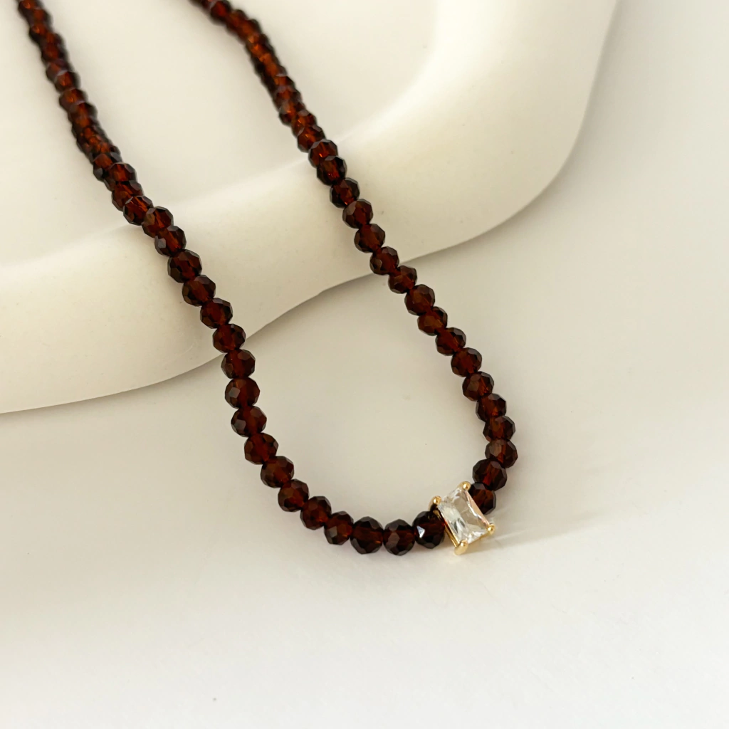 Choker Cristais Marrom com Zircônia