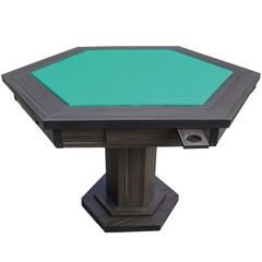 MESA DE CARTEADO SEXTAVADA COM 2 GAVETAS E 6 PORTA COPOS