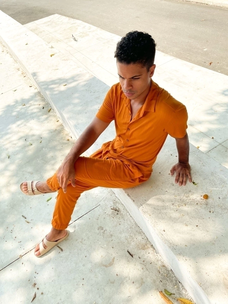 Calça Com Elástico Terracota Viscolinho