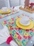 Lugar Americano dupla face floral aquarela soneto / pink - Elegância Mesa e Decor