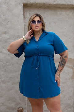 Vestido Curto Liso Chemise (GG) - Sheila Modas Plus Size