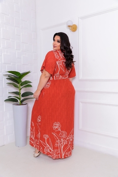 Vestido Chemise Longo Estampado com Cinto (G2) na internet