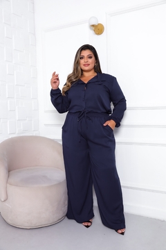 Conjunto Liso Calça Pantalona e Camisa com Botão Encapado (GG) - comprar online