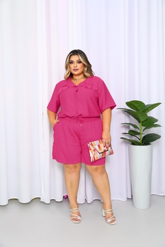 Conjunto Liso Short e Blusa com Botão Encapado (GG) - comprar online