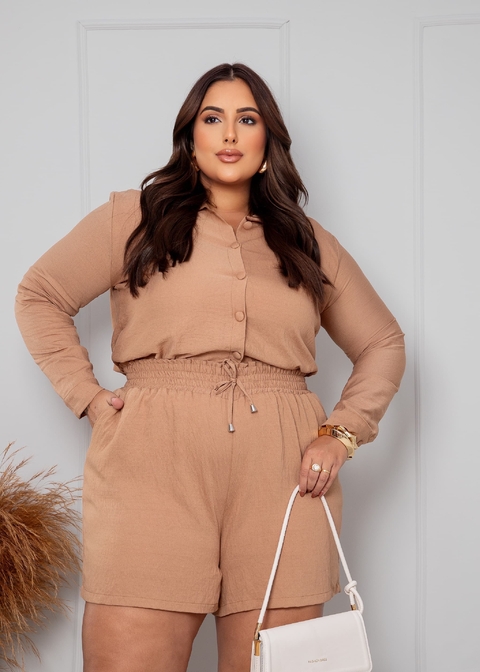 Conjunto Liso Short e Camisa com Botão Encapado (GG) - comprar online