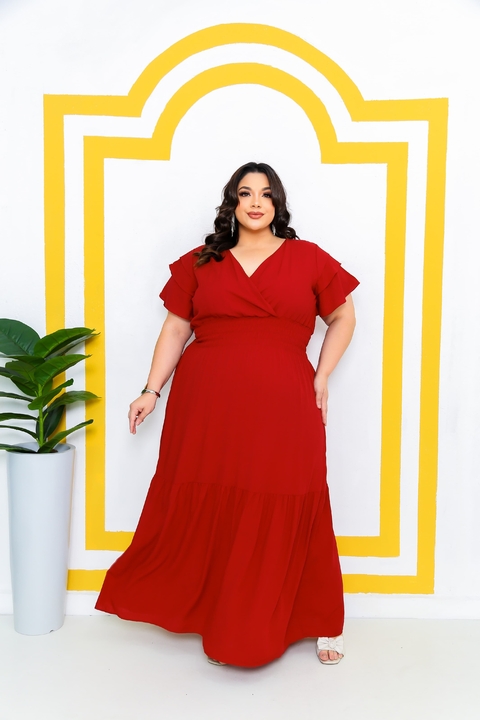 Vestido Longo Liso Tripla Manga (G2) - comprar online