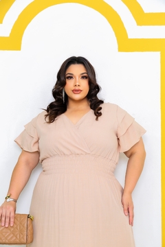 Vestido Longo Liso Tripla Manga (G2) - Sheila Modas Plus Size