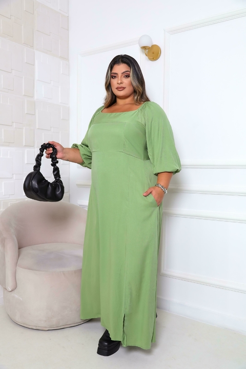 Vestido Longo Liso Reto Manga Longa (GG) - comprar online
