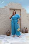 Conjunto Liso Calça Pantalona e Blusa com Botão Encapado (GG/G2) - comprar online