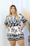Conjunto Estampado Short e Blusa com Botão Encapado (GG/G2) - comprar online