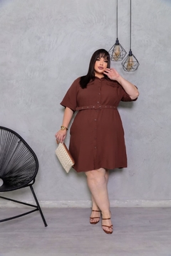 Vestido Curto Liso Chemise com Cinto (G2) - comprar online