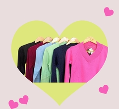 Blusa básica decote v elastano - comprar online