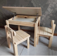 Kit Mesa Baú Infantil Com 2 Cadeiras
