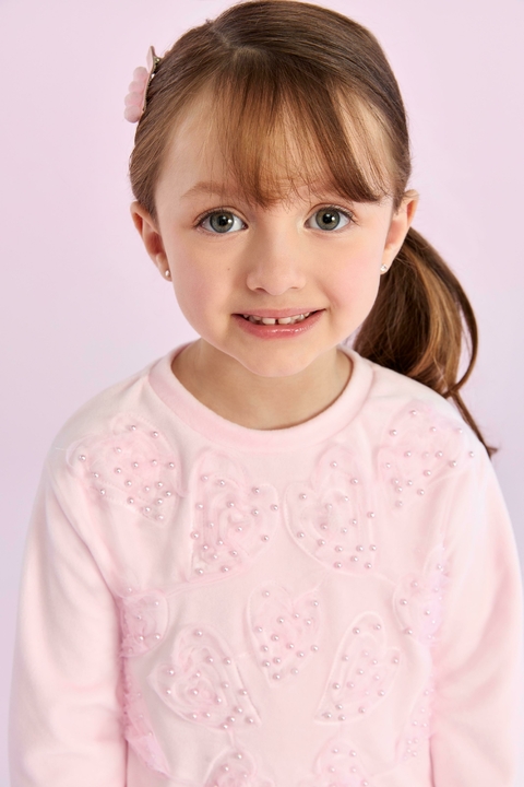 Conjunto rosa em veludo Petit Cherie - 8026086 - comprar online