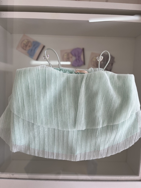 Cropped em tule verde claro Petit Cherie. - comprar online