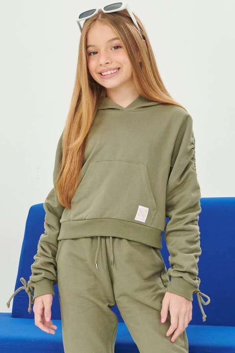 Blusão Boxy Com Colissê nas Mangas em Moletom Vic&Vicky - 62191 - comprar online