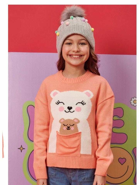 Blusão Bear Family em Tricot Jacquard Infanti.