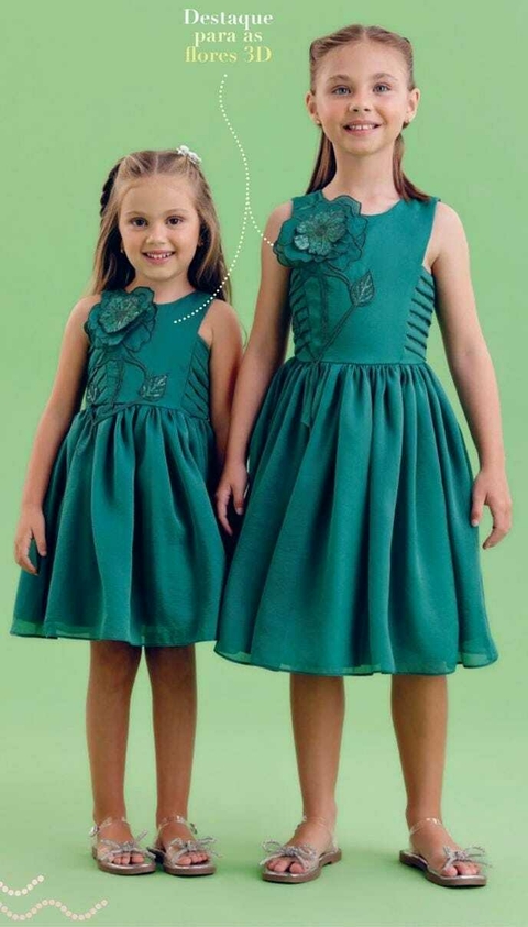 Vestido verde Flores Petit Cherie.