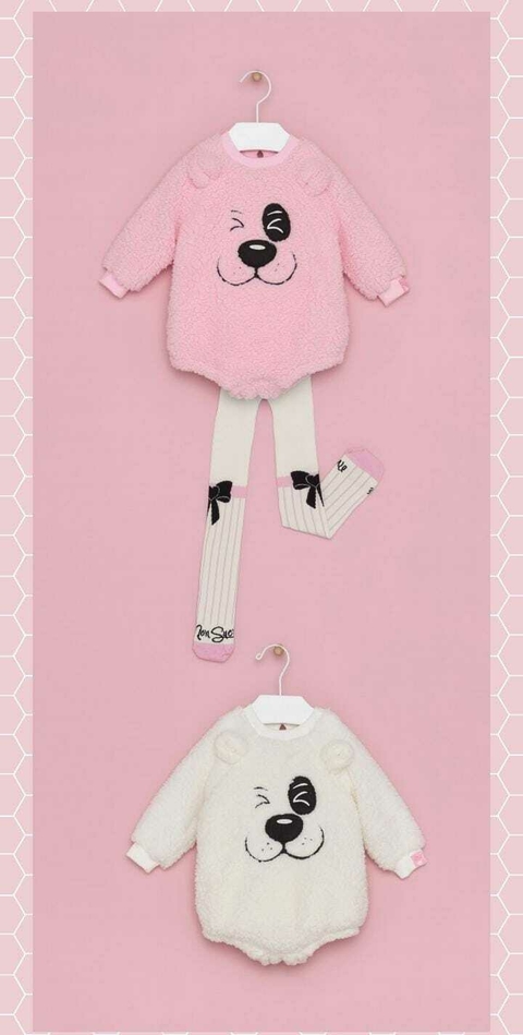 Conjunto inverno Body e Meia Branco Mon Sucré.