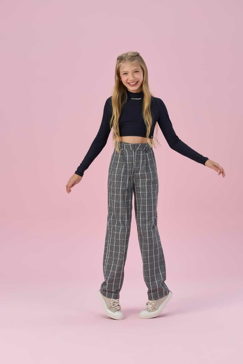 Calça Pantalona Xadrez Vanilla Cream -1124015