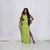 Vestido verde canelado longo Amofany. - comprar online