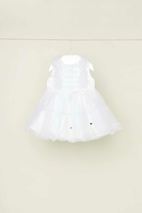 Vestido branco em tule Baby Petit Cherie.