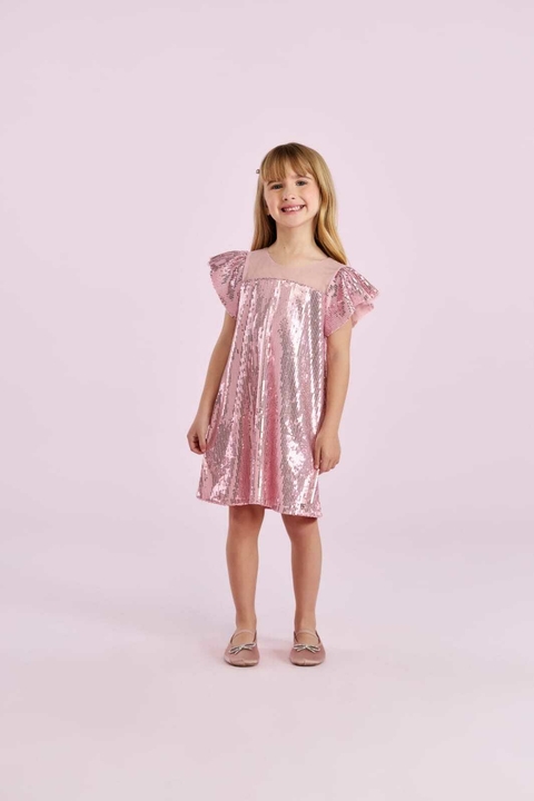 Vestido rosa em Paetê Petit Cherie - 3126106