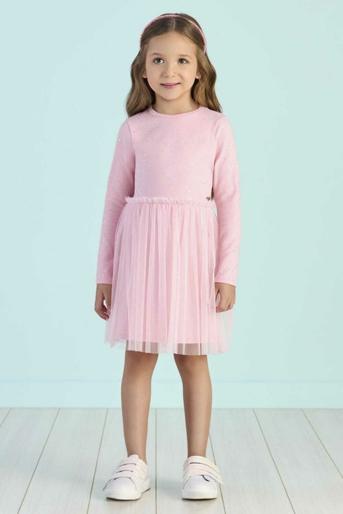 Vestido rosa com tule Mon Sucré - 3126352