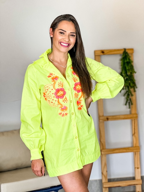 Maxi Camisa Tricoline Bordada Melissa