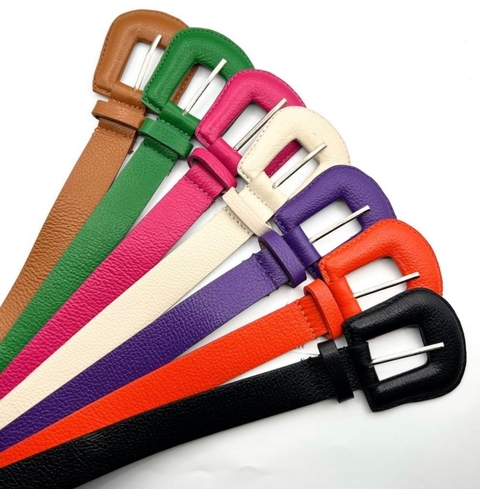 Cinto Colorido Fivela Couro legítimo