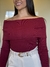 Blusa Ombro a Ombro Ribana Canelada Manga Longa Marrom - comprar online