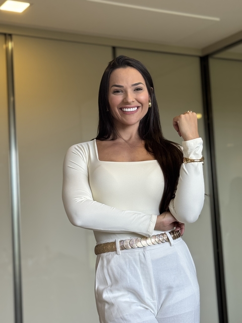 Body Poliamida Manga Longa Decote Quadrado