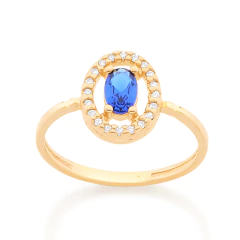 Anel oval banhado a ouro 18k com zircônias - comprar online