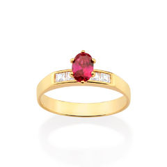 Anel solitário formatura banhado a ouro 18k com zircônias - comprar online