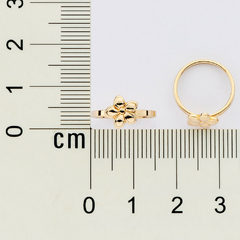 Anel skinny flor de pluméria banhado a ouro 18k - Dany Rommanel