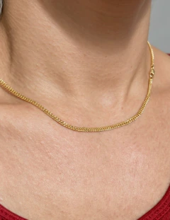 Corrente Groumet Dupla Diamantada Banhada a Ouro