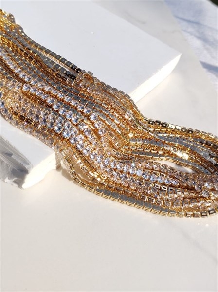 Corrente Riviera Cristal Banhada a Ouro