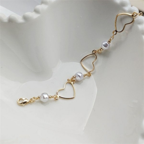 Pulseira Coração Pérolas Barroca